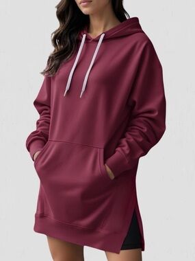 NWT The Warmy 100% Cotton Maroon Oversized Hoodie or Hoodie Dress with Pockets